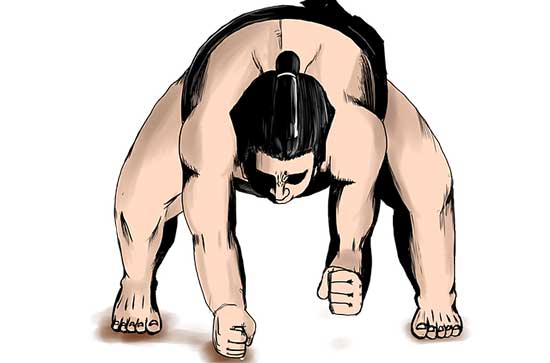 The average weight of all types of sumo wrestlers